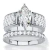 Palm Beach Jewelry 3.02 Cttw. Cubic Zirconia Platinum-plated Silver 2-piece Bridal Ring Set In White