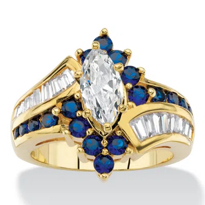 Palm Beach Jewelry 3.05 Cttw. Cubic Zirconia And Simulated Sapphire Gold-plated Bypass Ring In White