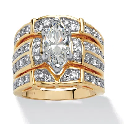 Palm Beach Jewelry 3.05 Tcw Cubic Zirconia 14k Gold-plated Sterling Silver Bridal Set In White