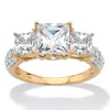 Palm Beach Jewelry 3.06 Cttw. 10k Yellow Gold Princess-cut Cubic Zirconia3-stone Engagement Ring In White