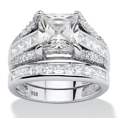 Palm Beach Jewelry 3.06 Tcw Princess-cut Cubic Zirconia Ring In Platinum-plated Sterling Silver In White