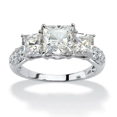 Palm Beach Jewelry 3.06 Tcw Princess-cut Cubic Zirconia Ring In Solid 10k White Gold
