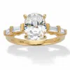 Palm Beach Jewelry 3.08 Cttw. Oval And Baguette Cubic Zirconia Gold-plated Silver Engagement Ring