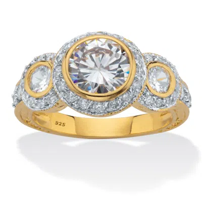 Palm Beach Jewelry 3.09 Tcw Round Cubic Zirconia 14k Gold Plated Sterling Silver Anniversary Ring In White