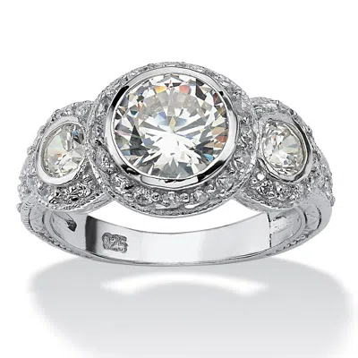 Palm Beach Jewelry 3.09 Tcw White Round Cubic Zirconia .925 Sterling Silver Anniversary Ring