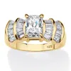 Palm Beach Jewelry 3.10 Cttw. Emerald Cut Cubic Zirconia 18k Gold Plated Silver Engagement Ring In White