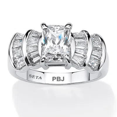 Palm Beach Jewelry 3.10 Tcw Cz Ring In Platinum-plated In Silver