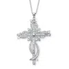 Palm Beach Jewelry 3.12 Tcw Round Cubic Zirconia Cross Pendant Necklace In Silvertone 18"