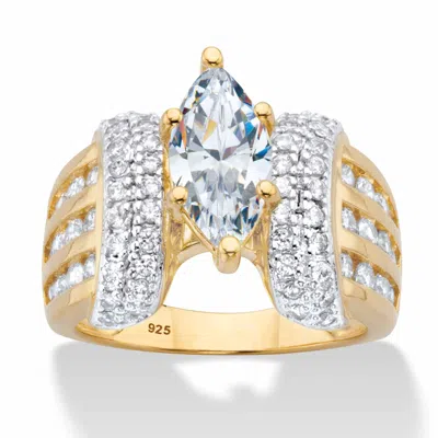 Palm Beach Jewelry 3.14 Cttw. Cubic Zirconia Gold-plated Sterling Silver Triple-row Engagement Ring In White