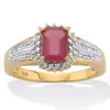 Palm Beach Jewelry 3.15 Cttw. Red Ruby And White Topaz Two-tone Gold-plated Silver Halo Ring