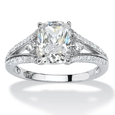 Palm Beach Jewelry 3.16 Tcw Cubic Zirconia Engagement Ring In Platinum-plated Sterling Silver In White
