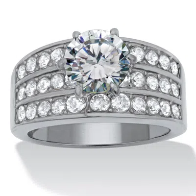 Palm Beach Jewelry 3.18 Tcw Cz Stainless Steel Engagement Ring In White