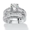 Palm Beach Jewelry 3.19 Tcw Cz Bridal Ring 2 Piece Set In Platinum-plated Sterling Silver In White