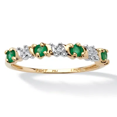 Palm Beach Jewelry .32 Tcw Genuine Round Emerald And Diamond Accent Ring In 10k Gold In Green