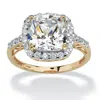Palm Beach Jewelry 3.20 Tcw Cushion-cut Cubic Zirconia Halo Ring In 10k Yellow Gold In White