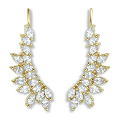 Palm Beach Jewelry 3.20 Tcw Marquise Cubic Zirconia 18k Yellow Gold-plated Ear Pin Earrings In White