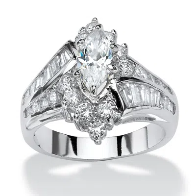 Palm Beach Jewelry 3.20 Tcw Marquise-cut Cubic Zirconia Platinum-plated Engagement Anniversary Ring In White