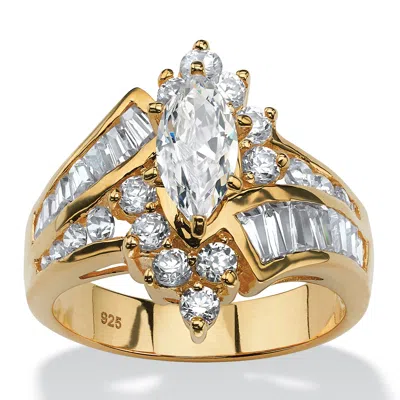 Palm Beach Jewelry 3.20 Tcw Marquise-cut Cubic Zirconia Ring In Gold-plated Sterling Silver In White