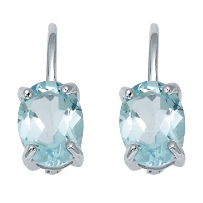 Palm Beach Jewelry 3.20 Tcw Oval Cut Genuine Blue Topaz Sterling Silver Earrings
