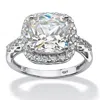 Palm Beach Jewelry 3.20 Tcw Princess-cut Halo Cubic Zirconia Ring In Solid 10k White Gold In White