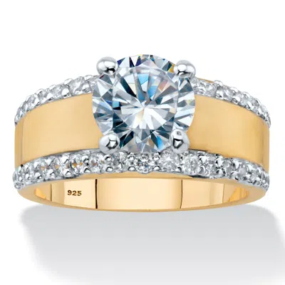 Palm Beach Jewelry 3.21 Tcw Cz Gold-plated Silver Engagement Ring In Yellow