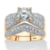 Palm Beach Jewelry 3.21 Tcw Round Cz Bridal Set In Gold-plated Sterling Silver In White