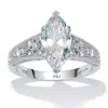 Palm Beach Jewelry 3.23 Tcw Cz Platinum-plated Sterling Silver Ring In White