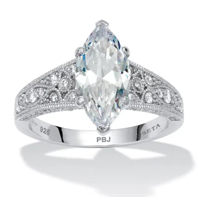 Palm Beach Jewelry 3.23 Tcw Cz Platinum-plated Sterling Silver Ring In White