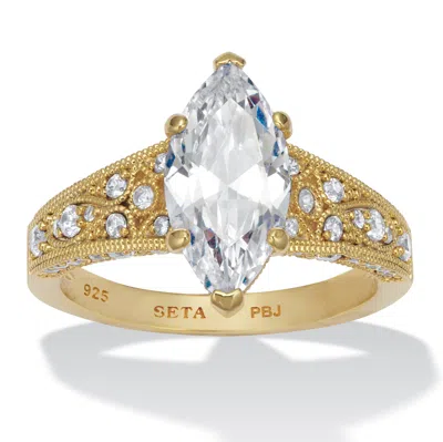 Palm Beach Jewelry 3.23 Tcw Marquise Cubic Zirconia Gold-plated Sterling Silver Engagement Ring In White