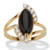 Palm Beach Jewelry .33 Tcw Cubic Zirconia And Simulated Marquise Onyx 14k Gold-plated Cabochon Ring