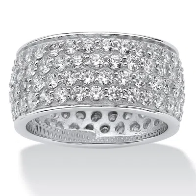 Palm Beach Jewelry 3.30 Tcw Round Cubic Zirconia Platinum-plated Sterling Silver Eternity Band In White