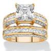 Palm Beach Jewelry 3.31 Tcw Cz 14k Gold-plated Sterling Silver 2-piece Channel-set Bridal Ring Set In White
