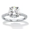 Palm Beach Jewelry 3.31 Tcw Round Cubic Zirconia Solid 10k White Gold Bridal Engagement Ring In White