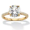 Palm Beach Jewelry 3.31 Tcw Round Cubic Zirconia Solid 10k Yellow Gold Bridal Engagement Ring In White