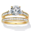 Palm Beach Jewelry 3.34 Tcw Round Cubic Zirconia 14k Gold-plated Sterling Silver Bridal Ring Set