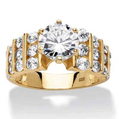 Palm Beach Jewelry 3.36 Tcw Round Cubic Zirconia Gold-plated Sterling Silver Ring In White