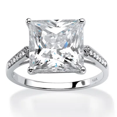 Palm Beach Jewelry 3.37 Tcw Princess-cut Cubic Zirconia Engagement Ring In 10k White Gold