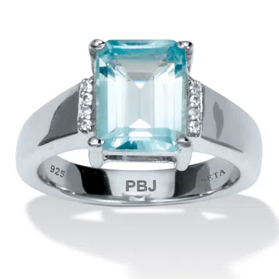 Palm Beach Jewelry 3.4 Tcw Genuine Blue Topaz Sterling Silver Ring In White
