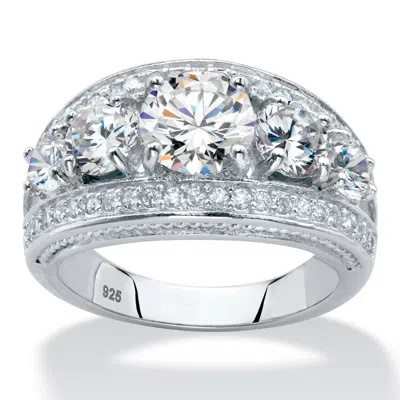Palm Beach Jewelry 3.41 Cttw. Platinum-plated Sterling Silver Round Cubic Zirconia Anniversary Ring In White