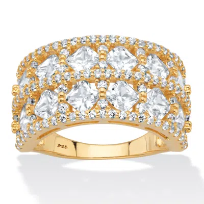 Palm Beach Jewelry 3.42 Cttw. Princess-cut & Round Cz Gold-plated .925 Silver Wide Anniversary Ring In White