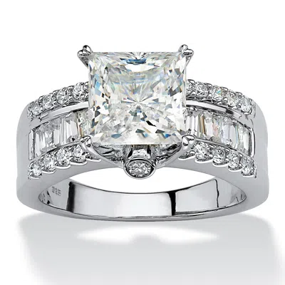 Palm Beach Jewelry 3.43 Tcw Princess-cut Cubic Zirconia Platinum-plated Silver Engagement Ring In White