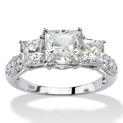 Palm Beach Jewelry 3.43 Tcw Sapphire Platinum-plated Silver Ring In White
