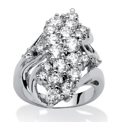 Palm Beach Jewelry 3.44 Tcw Cubic Zirconia Cluster Cocktail Ring Platinum-plated In White