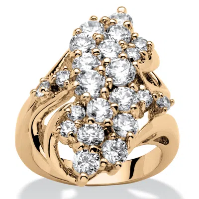 Palm Beach Jewelry 3.44 Tcw Cubic Zirconia Gold-plated Cluster Wave Ring In White