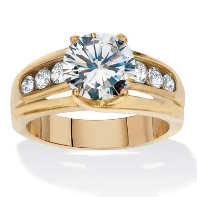 Palm Beach Jewelry 3.46 Tcw Round Cubic Zirconia Ring Gold Ion-plated Stainless Steel Ring In White