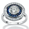Palm Beach Jewelry 3.46 Tcw Round Cz And Sapphire Circle Ring In Platinum-plated Sterling Silver In White