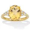 Palm Beach Jewelry 3.49 Cttw. Oval Cut Citrine And White Topaz Two Tone 14k Gold-plated Silver Ring In Yellow