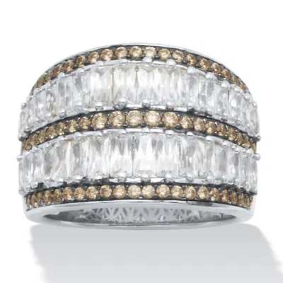 Palm Beach Jewelry 3.5 Tcw Antiqued Dome Two-tone Cubic Zirconia Cocktail Ring In Yellow