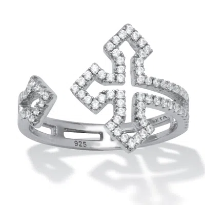 Palm Beach Jewelry .35 Tcw Cz Sterling Silver Gothic Cross Ring In White