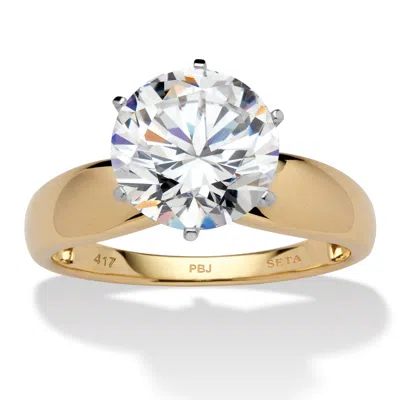 Palm Beach Jewelry 3.50 Cttw Round Cubic Zirconia 10k Gold Solitaire Bridal Engagement Ring In White
